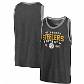 Pittsburgh Steelers Pro Line by Fanatics Branded Refresh Tri-Blend Ringer Tank Top - Black Gray